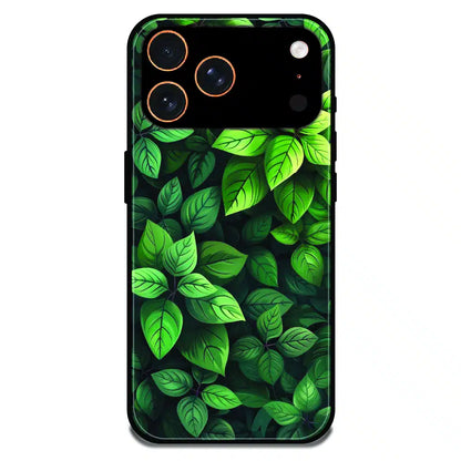 Lush Green Leaf Pattern - Glossy Metal Silicone Case For Apple iPhone 17 Pro Max