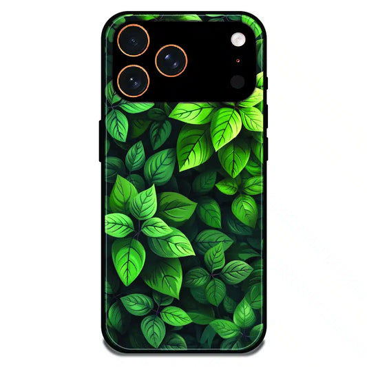 Lush Green Leaf Pattern - Glossy Metal Silicone Case For Apple iPhone 17 Pro Max