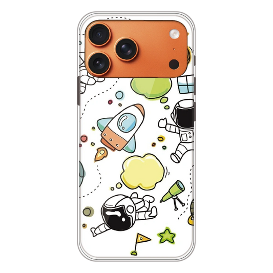 Cute Rocket & Galaxy - Printed Silicone Case For Apple iPhone 17 Pro Max