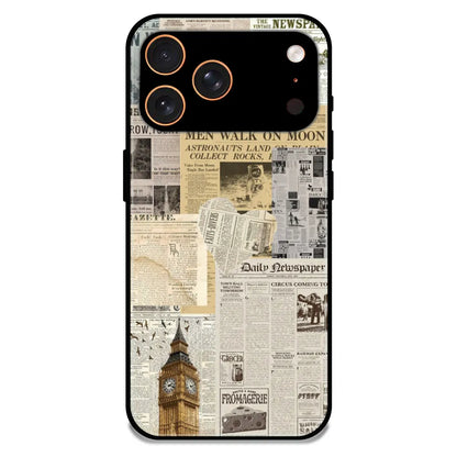 Vintage Newspaper Collage - Glossy Metal Silicone Case For Apple iPhone 17 Pro Max
