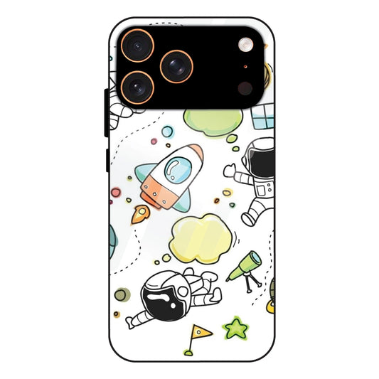 Cute Rocket & Galaxy - Glass Case For Apple iPhone 17 Pro Max