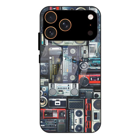 Retro Boombox Music Pattern - Glass Case For Apple iPhone 17 Pro Max