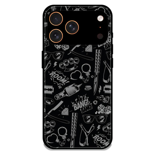Black Graphic Street Art - Glossy Metal Silicone Case For Apple iPhone 17 Pro Max