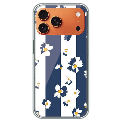 Blue Daisy Stripes - Printed Silicone Case for Apple iPhone 17 Pro Max