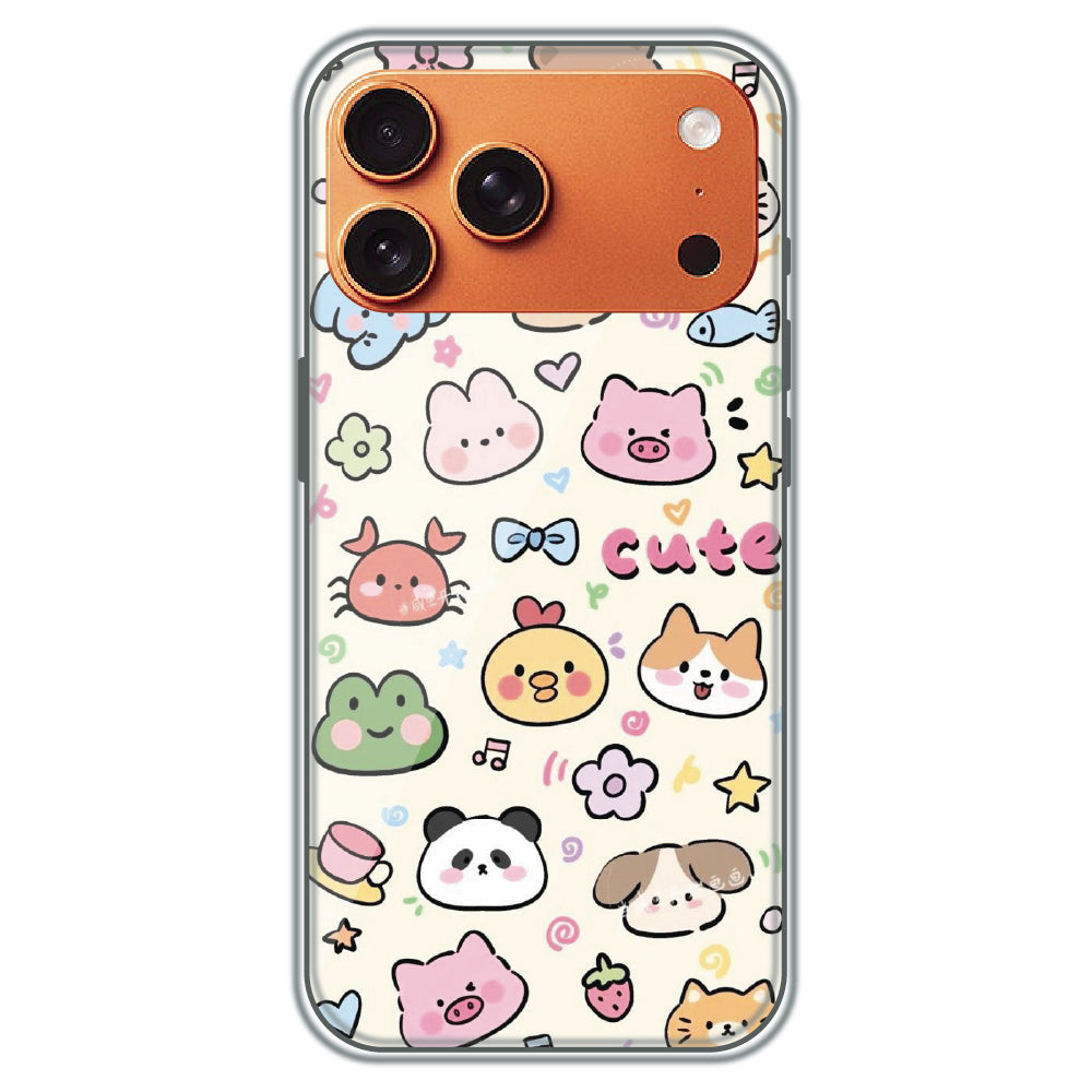 Cute Animal Friends - Printed Silicone Case for Apple iPhone 17 Pro Max