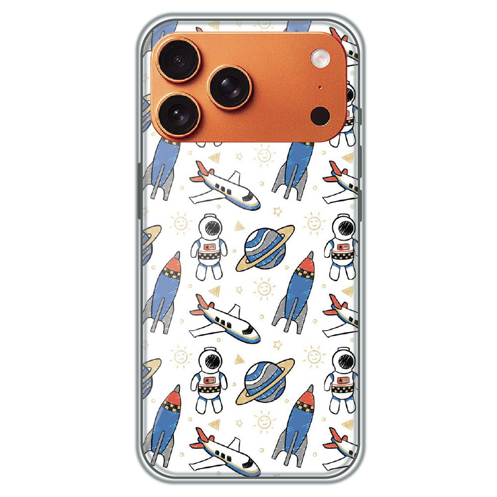 Doodle Space Explorer - Printed Silicone Case for Apple iPhone 17 Pro Max