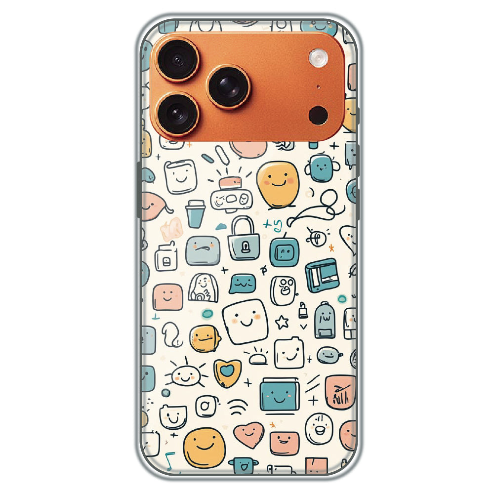 Happy Doodle Icons - Printed Silicone Case for Apple iPhone 17 Pro Max