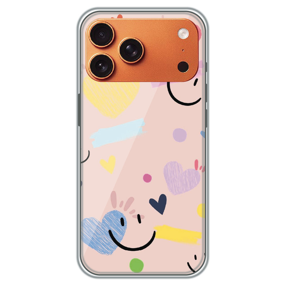 Happy Hearts Doodle - Printed Silicone Case for Apple iPhone 17 Pro Max