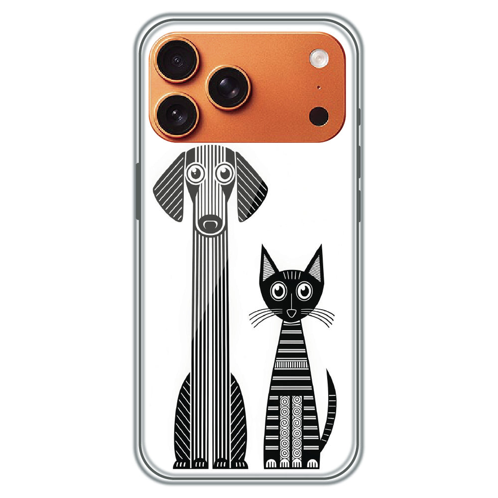 Line Art Dog & Cat - Printed Silicone Case for Apple iPhone 17 Pro Max