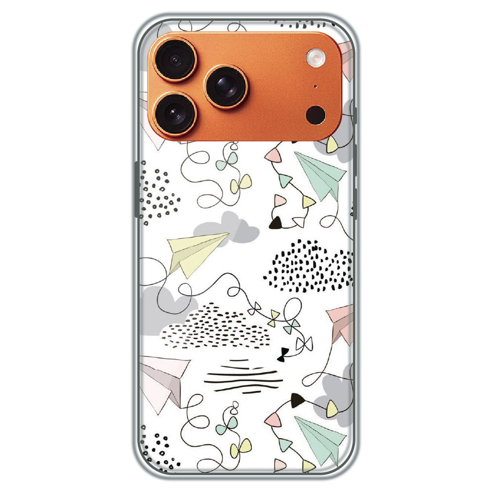 Paper Plane Doodles - Printed Silicone Case for Apple iPhone 17 Pro Max