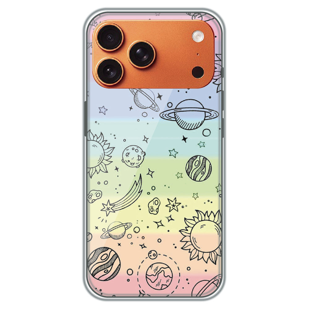 Pastel Galaxy Doodle - Printed Silicone Case for Apple iPhone 17 Pro Max