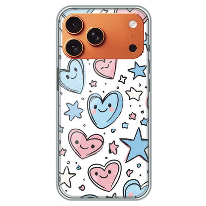 Smiling Hearts & Stars - Printed Silicone Case for Apple iPhone 17 Pro Max