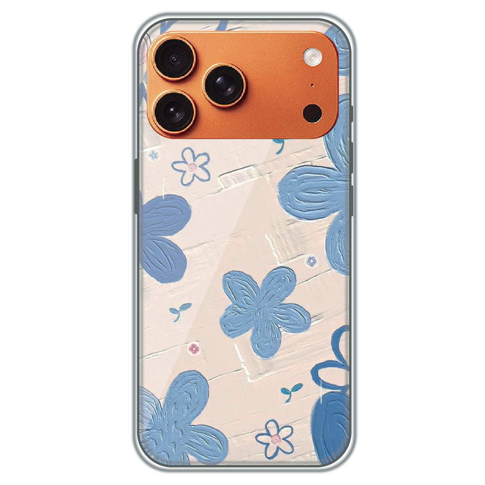 Textured Blue Blossoms - Printed Silicone Case for Apple iPhone 17 Pro Max