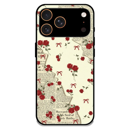 Floral Newspaper Aesthetic - Glossy Metal Silicone Case For Apple iPhone 17 Pro Max