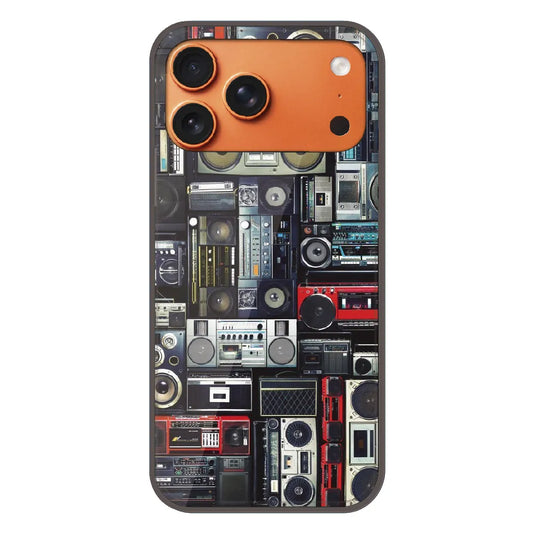 Retro Boombox Music Pattern - Printed Silicone Case For Apple iPhone 17 Pro Max