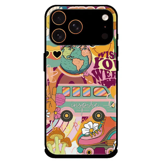 Good Vibes Retro Travel Art - Glossy Metal Silicone Case For Apple iPhone 17 Pro Max