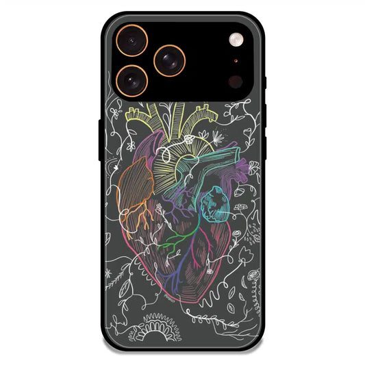 Anatomical Heart Line Art - Glossy Metal Silicone Case For Apple iPhone 17 Pro Max
