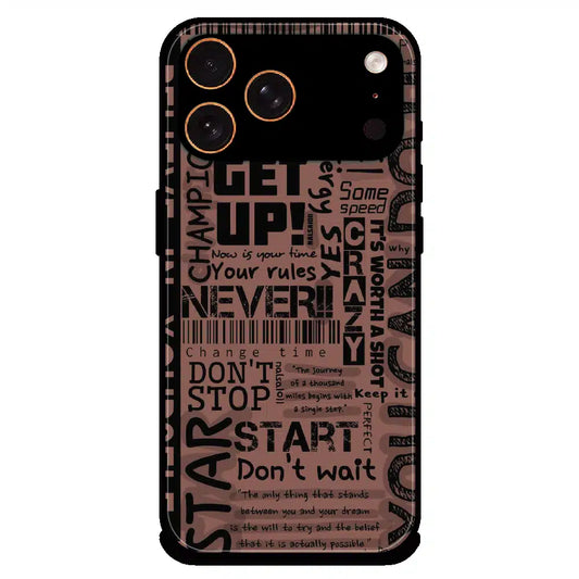 Never Give Up Typography - Glossy Metal Silicone Case For Apple iPhone 17 Pro Max