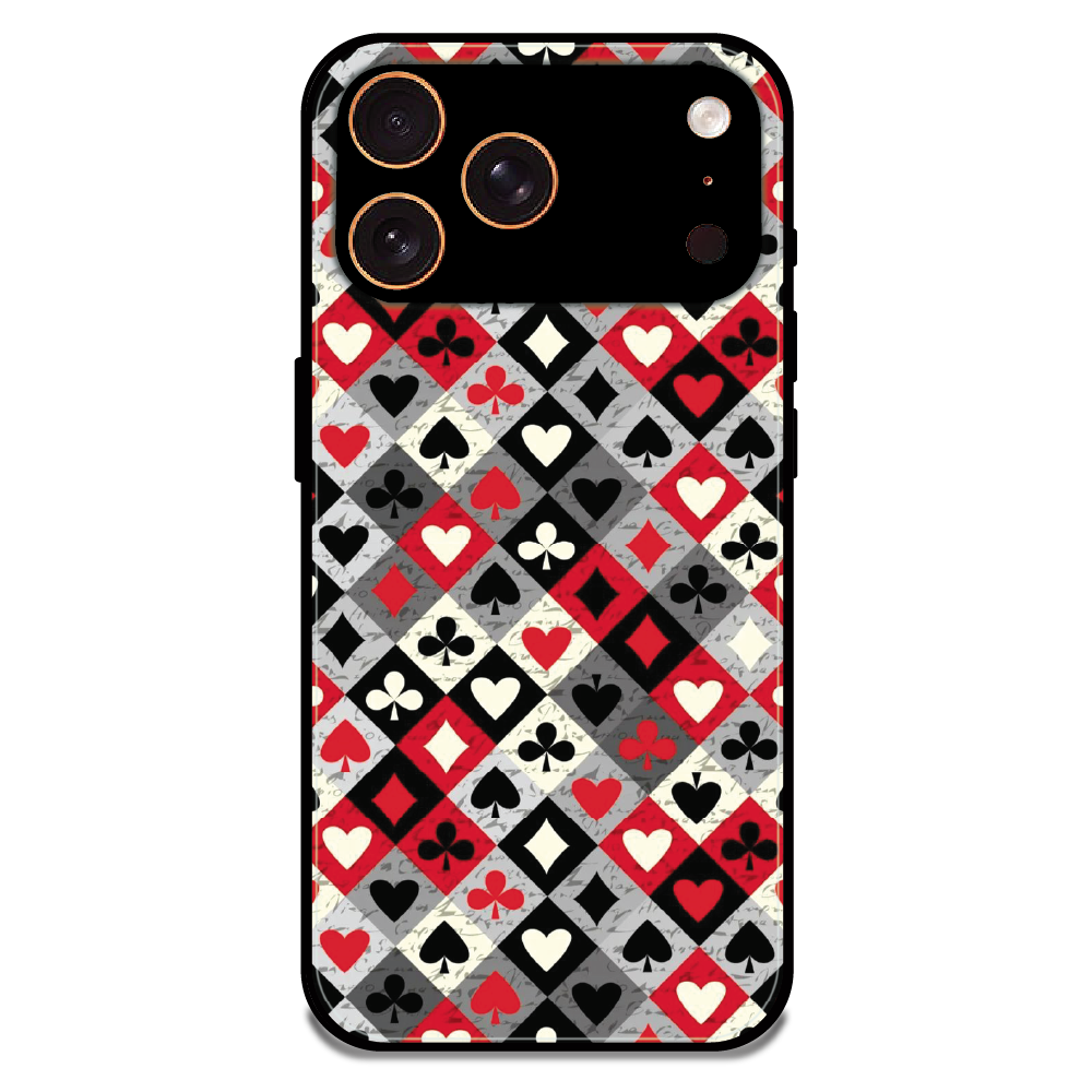 Classic Card Symbols - Glossy Metal Silicone Case For Apple iPhone 17 Pro Max