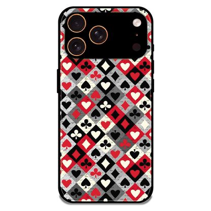 Classic Card Symbols - Glossy Metal Silicone Case For Apple iPhone 17 Pro Max