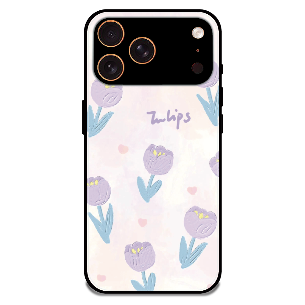 Pastel Tulip Floral - Glossy Metal Silicone Case For Apple iPhone 17 Pro Max