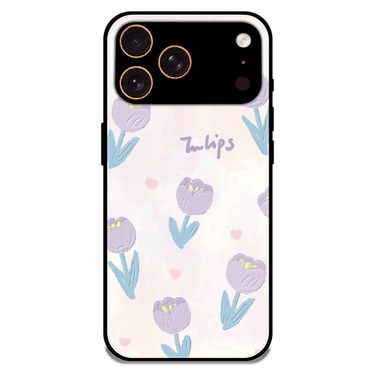 Pastel Tulip Floral - Glossy Metal Silicone Case For Apple iPhone 17 Pro Max