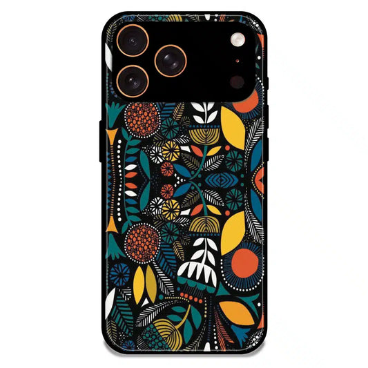 Folk Floral Night Garden - Glossy Metal Silicone Case For Apple iPhone 17 Pro Max