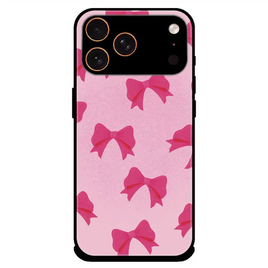 Pink Bow Aesthetic Pattern - Glossy Metal Silicone Case For Apple iPhone 17 Pro Max