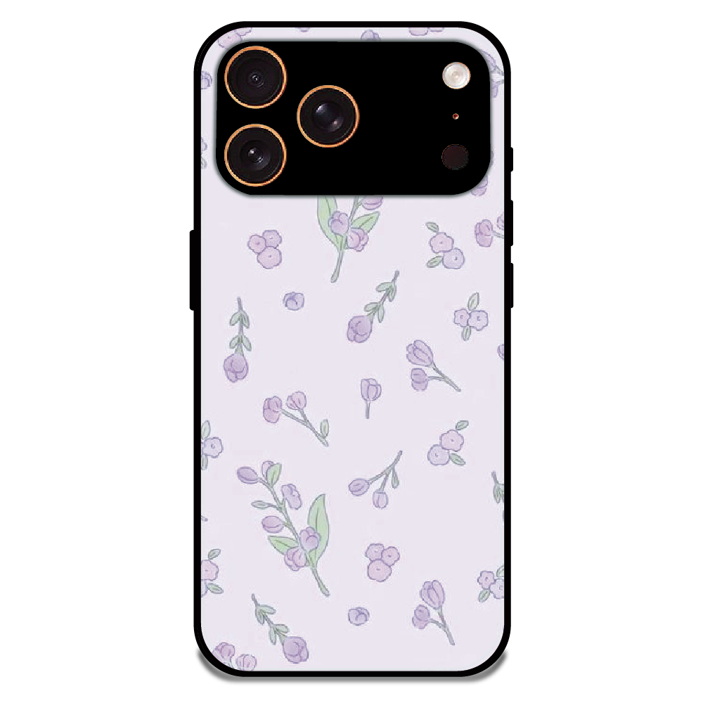 Lavender Floral Ditsy - Glossy Metal Silicone Case For Apple iPhone 17 Pro Max