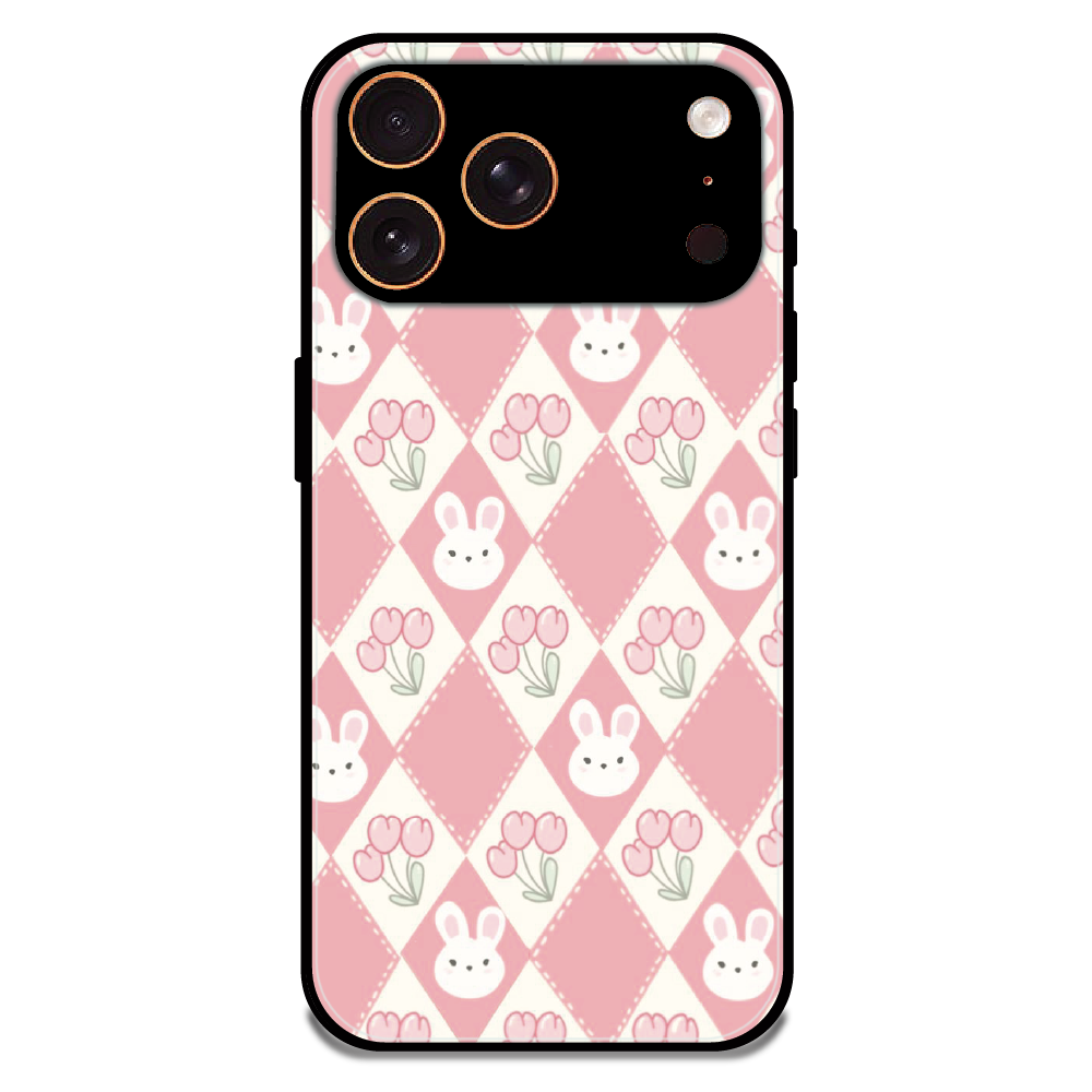 Pink Bunny Argyle - Glossy Metal Silicone Case For Apple iPhone 17 Pro Max