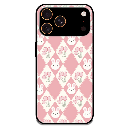 Pink Bunny Argyle - Glossy Metal Silicone Case For Apple iPhone 17 Pro Max