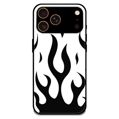 Monochrome Flame Art - Glossy Metal Silicone Case For Apple iPhone 17 Pro Max