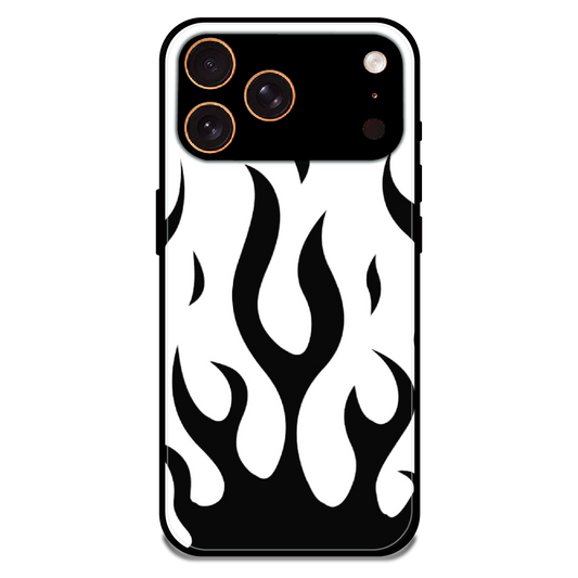 Monochrome Flame Art - Glossy Metal Silicone Case For Apple iPhone 17 Pro Max