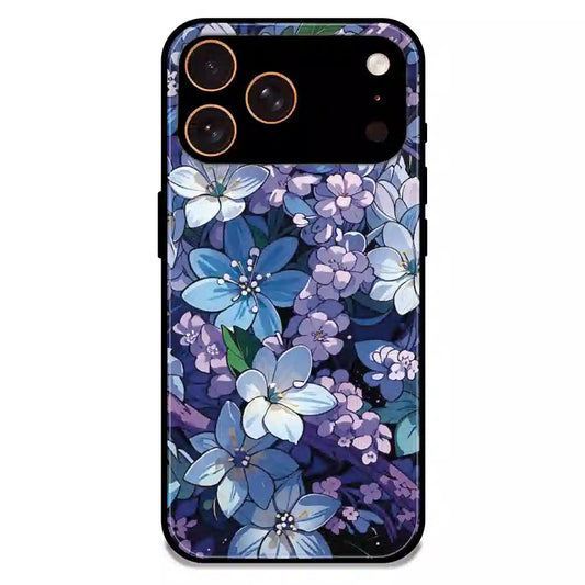 Midnight Blue Floral Garden - Glossy Metal Silicone Case For Apple iPhone 17 Pro Max