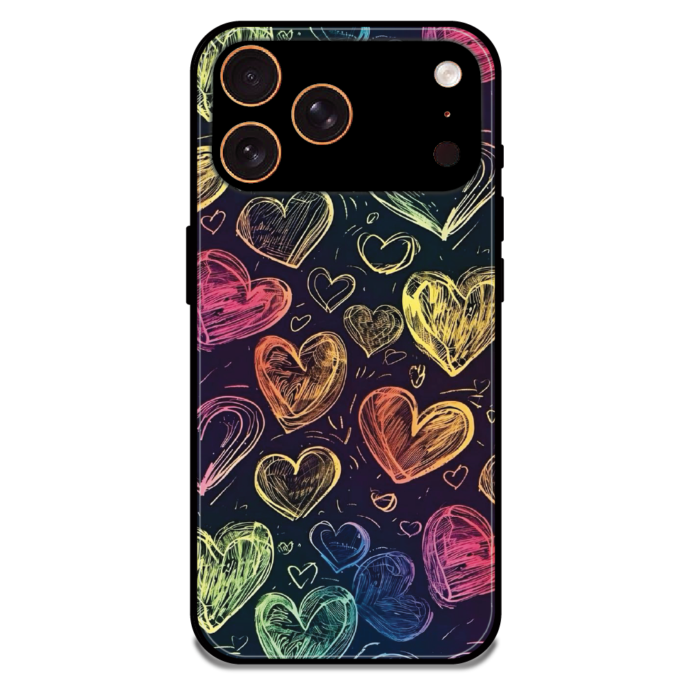 Neon Love Scribble - Glossy Metal Silicone Case For Apple iPhone 17 Pro Max