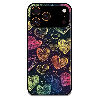 Neon Love Scribble - Glossy Metal Silicone Case For Apple iPhone 17 Pro Max