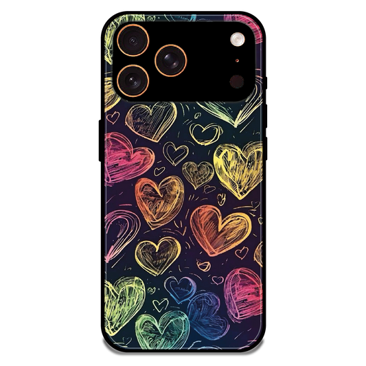 Neon Love Scribble - Glossy Metal Silicone Case For Apple iPhone 17 Pro Max