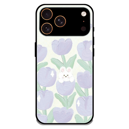 Cute Bunny Tulip - Glossy Metal Silicone Case For Apple iPhone 17 Pro Max