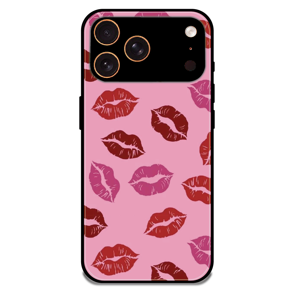 Pink Lips Pop Art Pattern - Glossy Metal Silicone Case For Apple iPhone 17 Pro Max