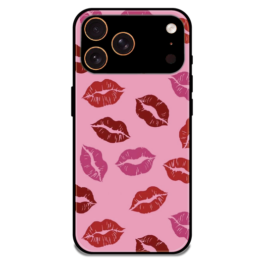 Pink Lips Pop Art Pattern - Glossy Metal Silicone Case For Apple iPhone 17 Pro Max