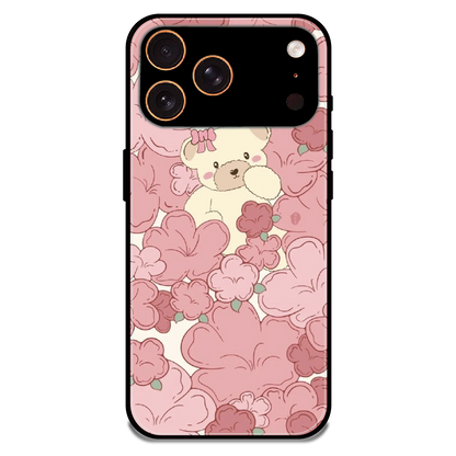 Blush Teddy Floral - Glossy Metal Silicone Case For Apple iPhone 17 Pro Max