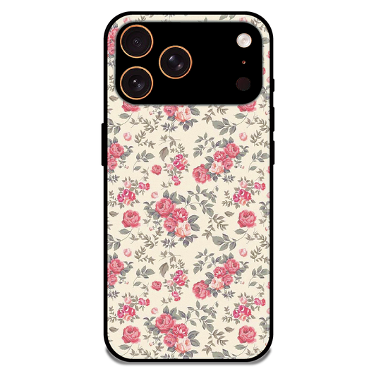 Vintage Rose Meadow - Glossy Metal Silicone Case For Apple iPhone 17 Pro Max