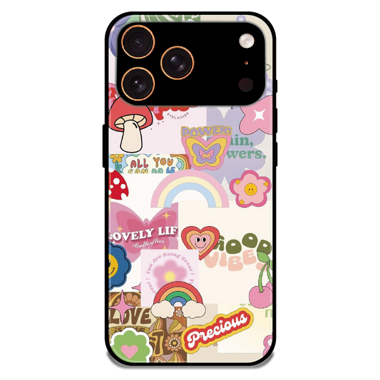 Kawaii Sticker Pop - Glossy Metal Silicone Case For Apple iPhone 17 Pro Max