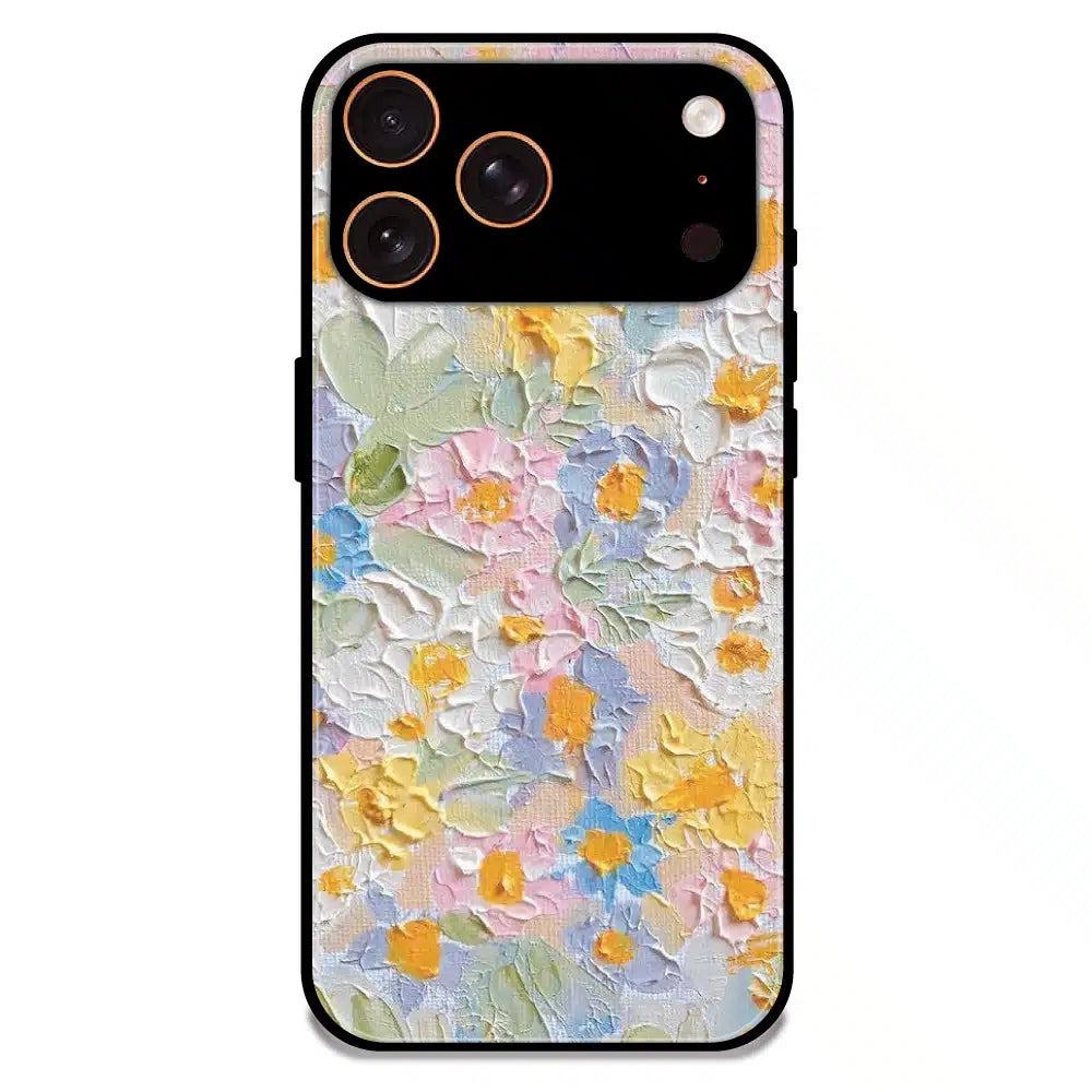 Pastel Floral Oil Paint - Glossy Metal Silicone Case For Apple iPhone 17 Pro Max