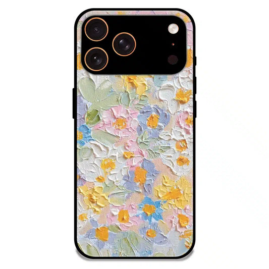 Pastel Floral Oil Paint - Glossy Metal Silicone Case For Apple iPhone 17 Pro Max