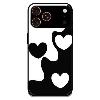 Monochrome Heart Flow - Glossy Metal Silicone Case For Apple iPhone 17 Pro Max