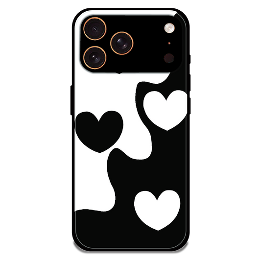 Monochrome Heart Flow - Glossy Metal Silicone Case For Apple iPhone 17 Pro Max