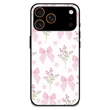 Pink Bow Floral Pattern - Glossy Metal Silicone Case For Apple iPhone 17 Pro Max
