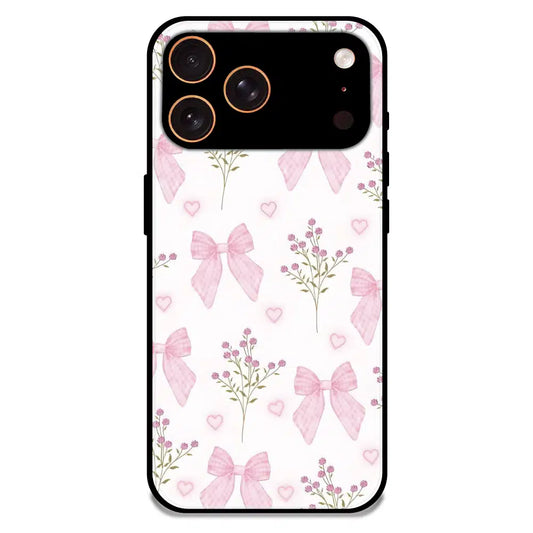 Pink Bow Floral Pattern - Glossy Metal Silicone Case For Apple iPhone 17 Pro Max