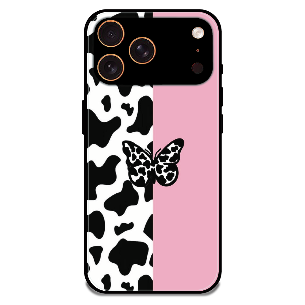 Cow Print Butterfly - Glossy Metal Silicone Case For Apple iPhone 17 Pro Max